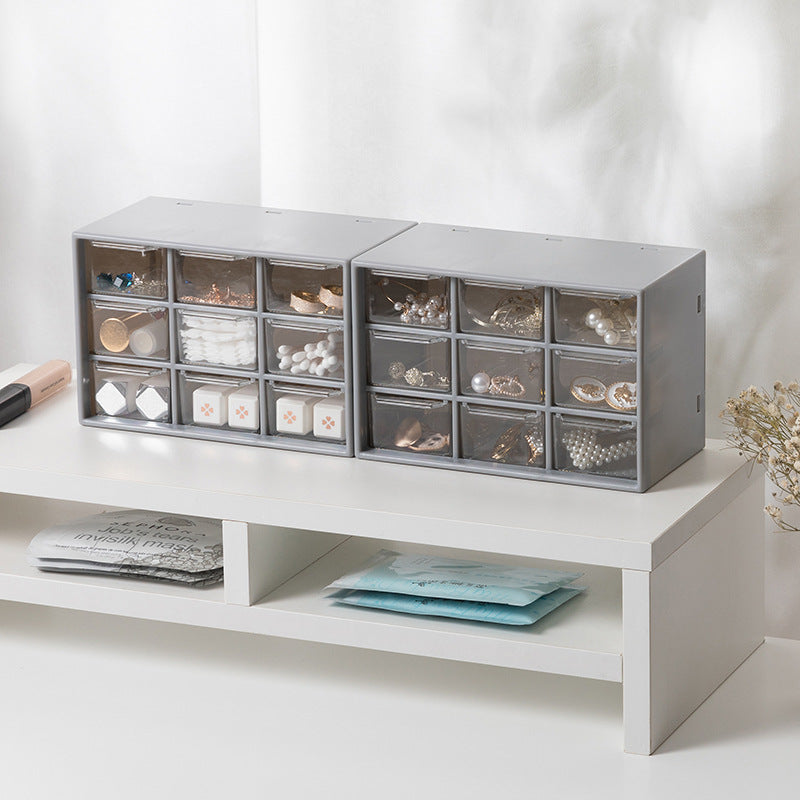 Transparent Desktop Storage Box – Multi-Drawer Organizer for Office & Home