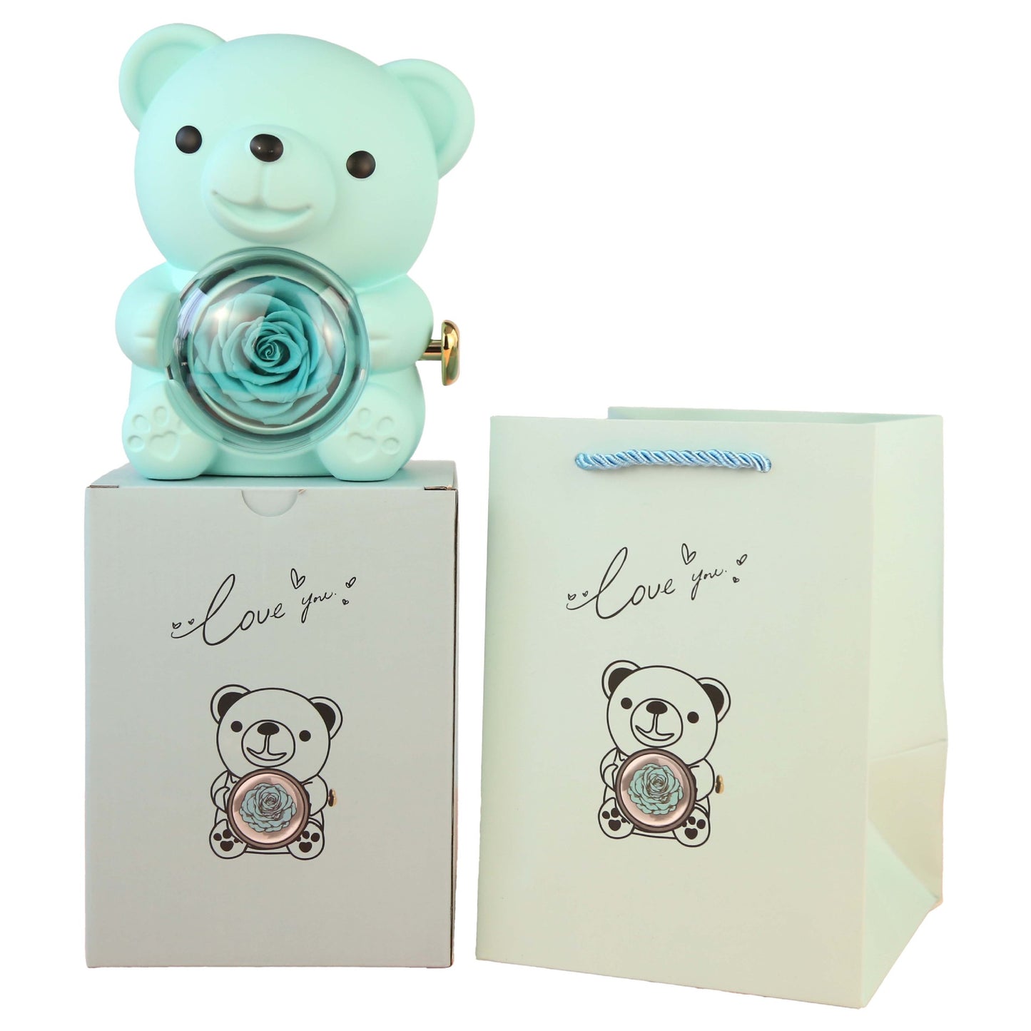 Eternal Flower Teddy Bear Jewelry Box – Romantic Gift for Girlfriend & Wife