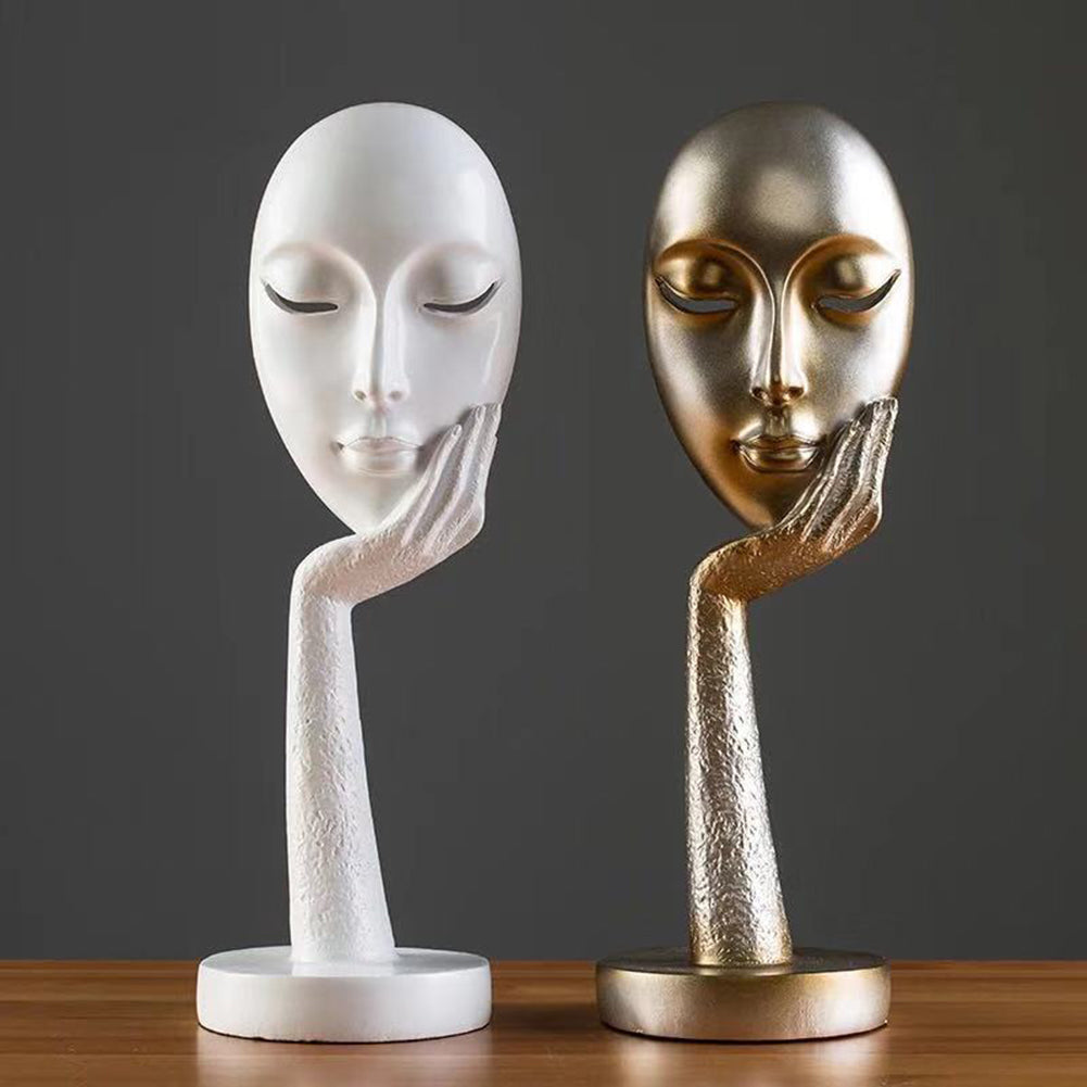 Nordic Abstract Art Sculpture – Thinking Lady Resin Figurine for Living Room Decor