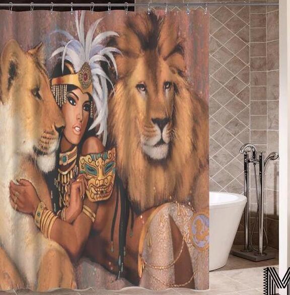 Modern Bathroom Shower Curtain with African Girl Hip Hop Graffiti Design