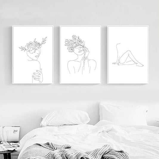 Botanical Abstract Canvas Art – Minimalist Wall Decor for Living Room & Bedroom