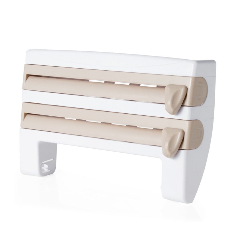 Space-Saving Wall Mount Kitchen Organizer – Wrap Cutter Holder for Cling Film, Foil & Paper Towels