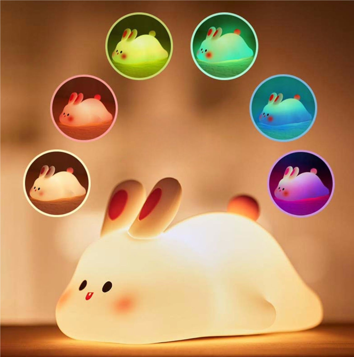 Kids LED Night Light – Touch Sensor Cute Rabbit Bedside Lamp