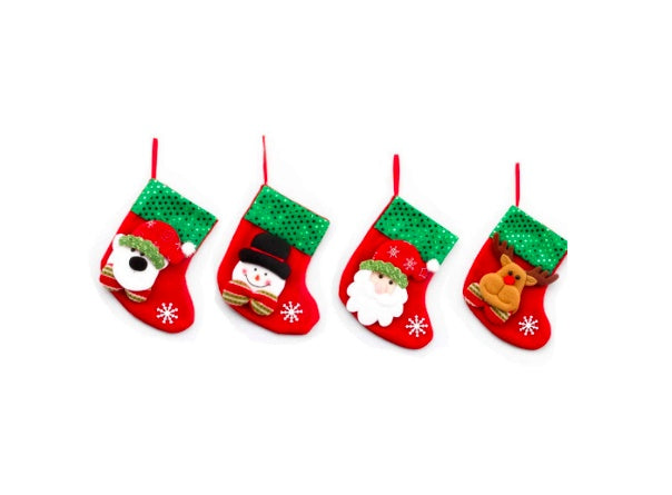 Santa Christmas Socks Hanging Bag – Festive Tree Ornament Gift Storage