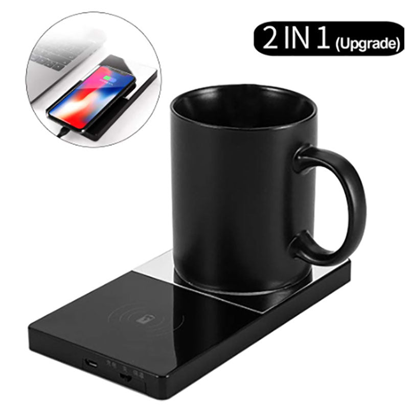 2-in-1 Electric Mug Warmer – Keep Coffee Hot & Phone Fully Charged