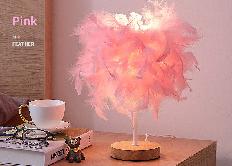LED Feather Lamp – Elegant Bedside Table Light for Bedroom & Living Room Decor