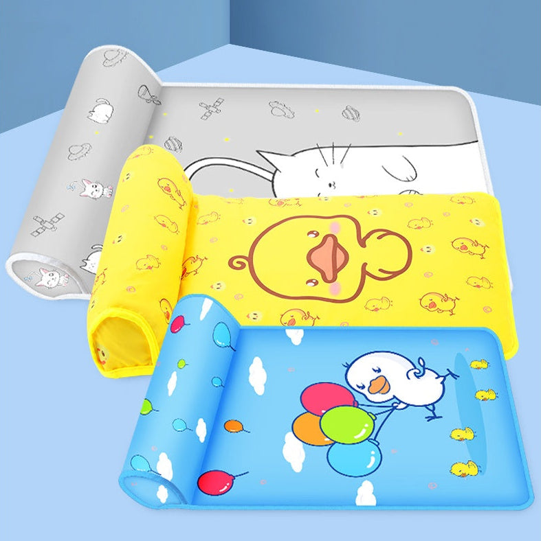 Summer Dog Cooling Bed Mat – Breathable Ice Silk Pet Sofa Cushion with Pillow