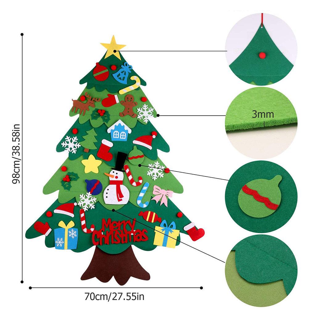 Children’s Felt Christmas Tree with LED Lights – DIY Wall Hanging Holiday Decoration