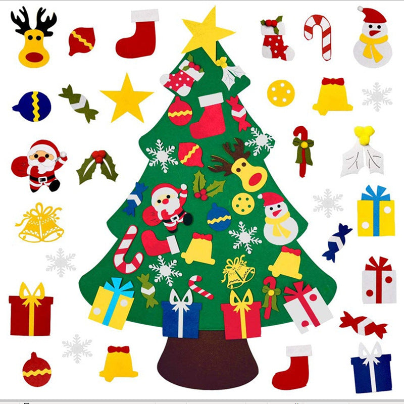 Christmas Felt Tree Decoration Set – DIY Reusable Wall Decor for Kids Holiday Activity