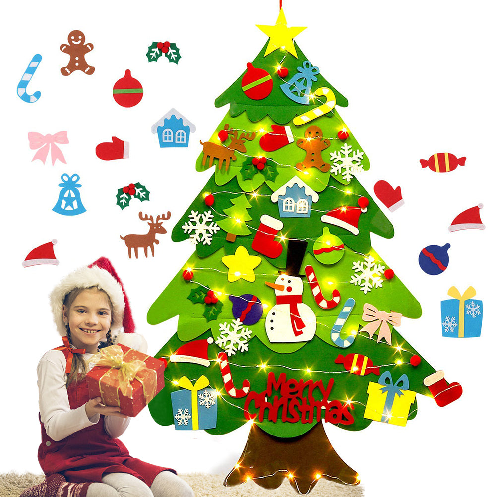 Children’s Felt Christmas Tree with LED Lights – DIY Wall Hanging Holiday Decoration
