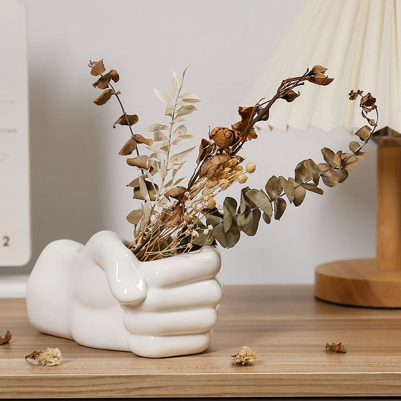 Simple Ceramic Vase – Modern Home Decor Flower Vase for Living Room & Table Centerpiece
