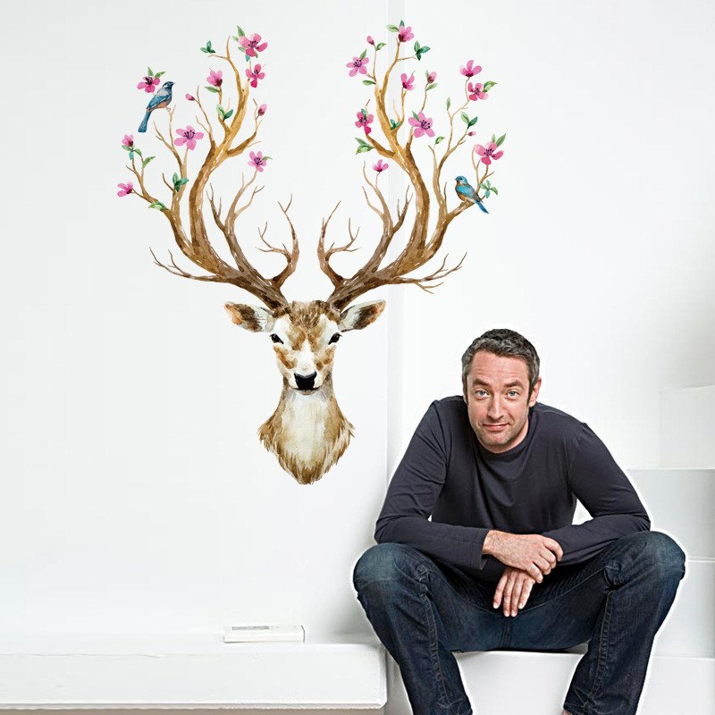 Sika Deer Wall Art Stickers – Decorative DIY Wall Decals for Bedroom & Living Room Interior
