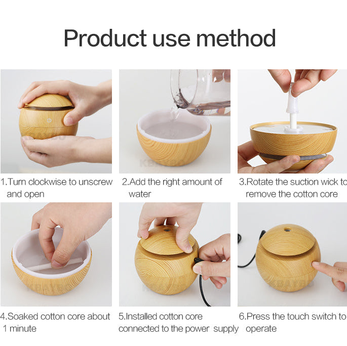 Essential Oil Diffuser Humidifier USB – Ultrasonic Air Purifier with 7-Color LED Night Light