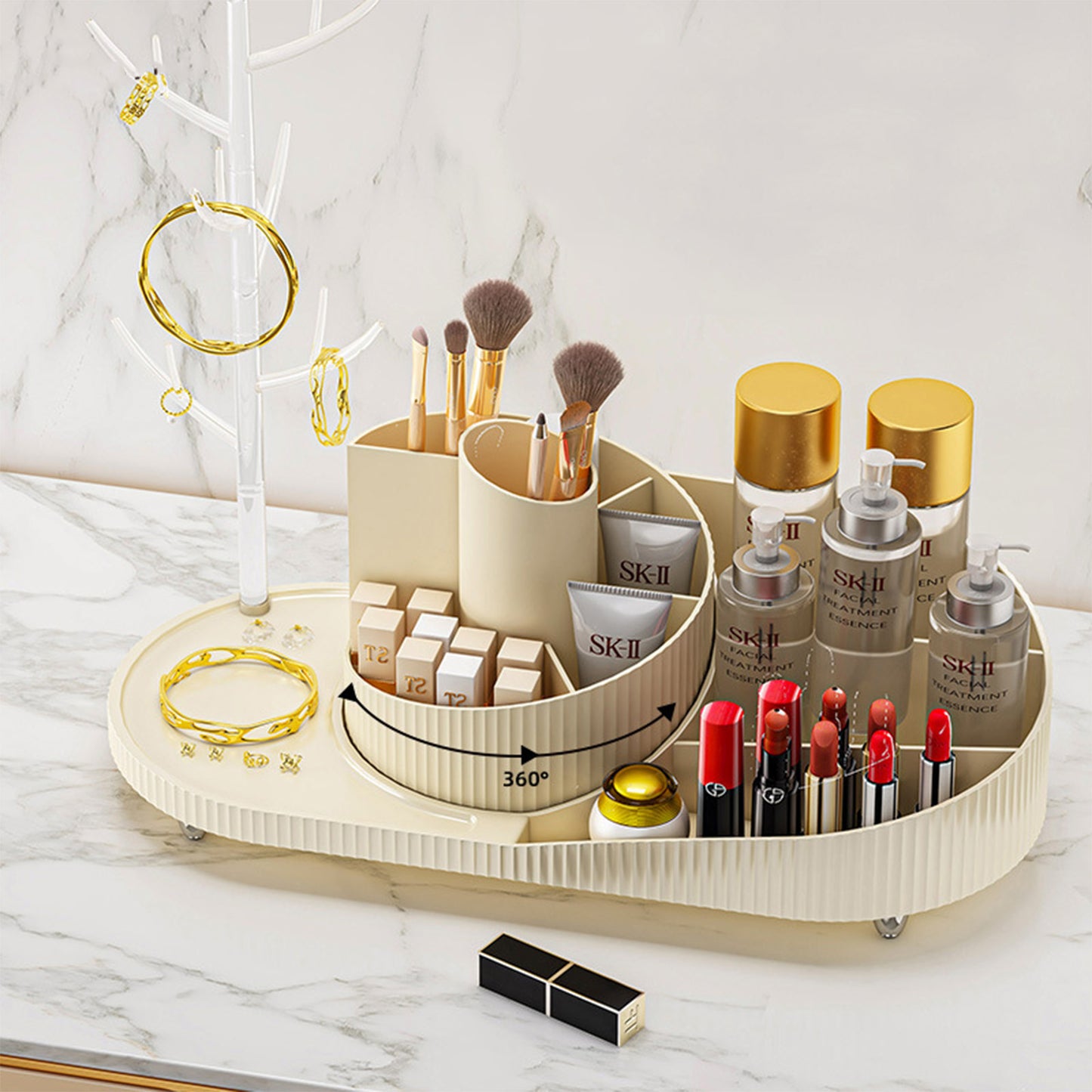360° Spinning Makeup Organizer & Jewelry Holder