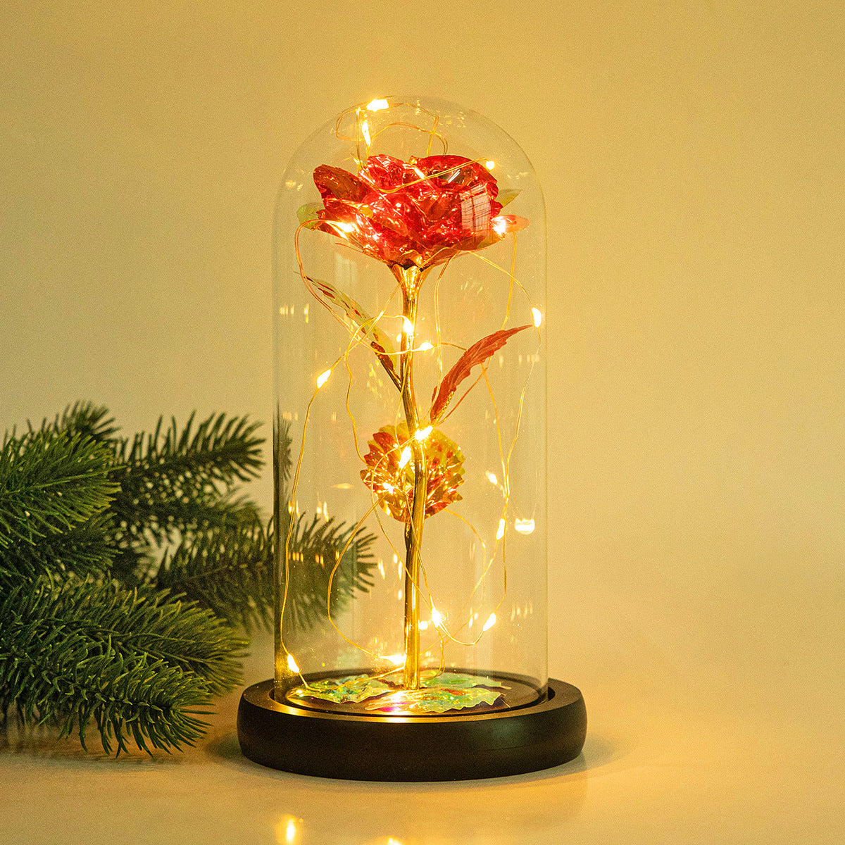 Enchanted Forever Rose LED Glass Dome – Christmas Romantic Holiday Decoration Gift