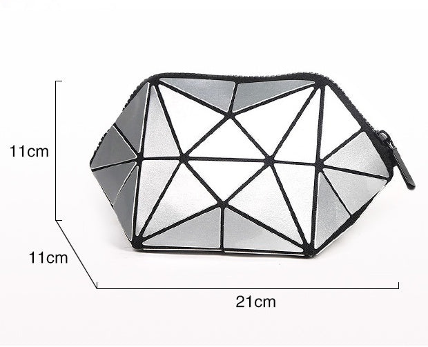 Fashion Geometric Cosmetic Bag for Women – Lightweight Travel Makeup Organizer Zipper Pouch