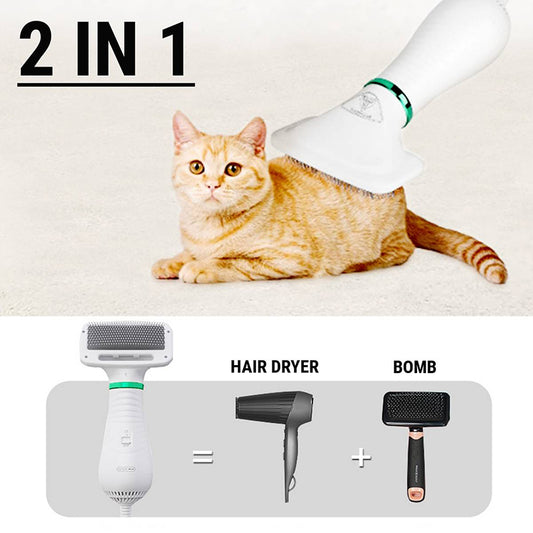 2-in-1 Pet Grooming Dryer Brush Dog Cat Hair Dryer Comb Fast Drying Tool