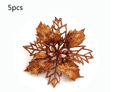Christmas Glitter Fake Flowers – Festive Tree Decorations for Home & Party Setup