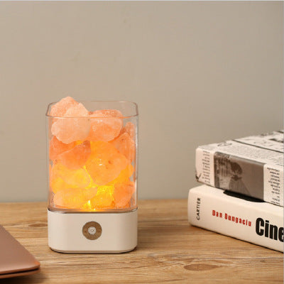 Crystal Himalayan Salt Night Light – USB LED Relaxing Mood Lamp for Bedroom & Cozy Home Ambience