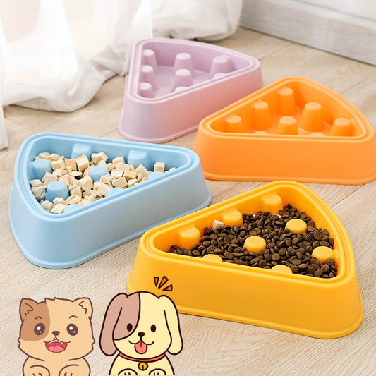 Cartoon Pizza Slow Feeder Pet Bowl – Anti-Choking Cat & Dog Food Dish