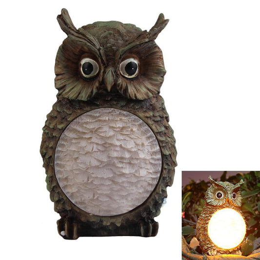 Solar Power Outdoor Owl Figurine Lamp – Garden LED Decorative Night Light Statue