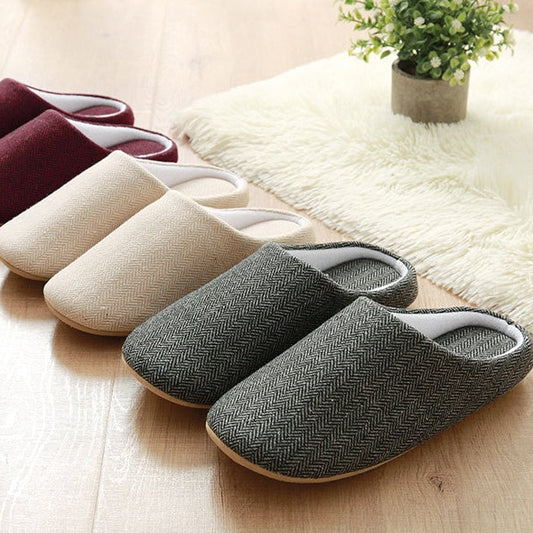 Autumn Winter Men’s Slippers – Cozy Cotton Anti-Skid Indoor House Shoes