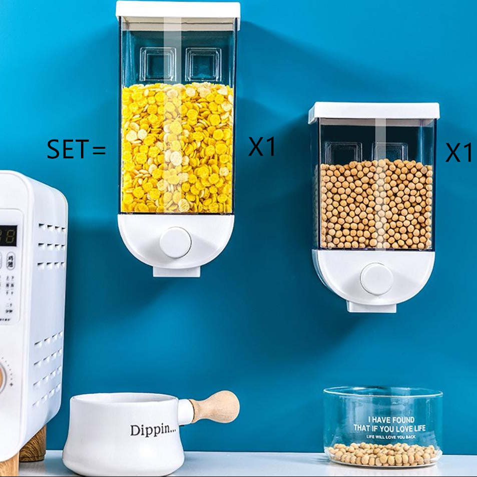 Wall-Mounted Kitchen Organizer – Easy Press Cereal & Food Dispenser