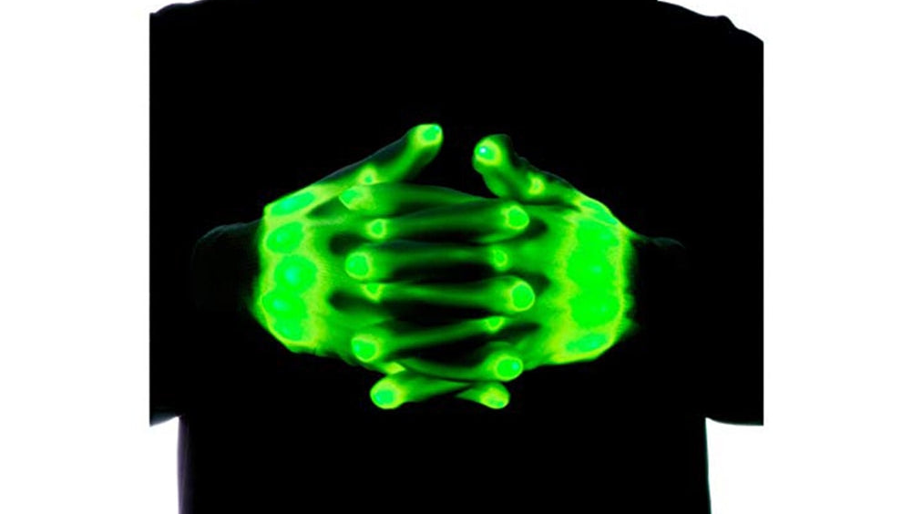Glow in the Dark Skeleton Hand Gloves – LED Halloween Costume