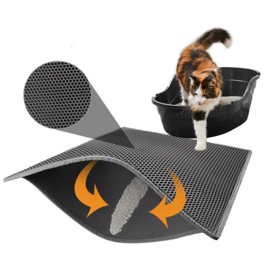 Easy Clean Cat Litter Mat – Double Layer Honeycomb Waterproof Pad for Litter Control