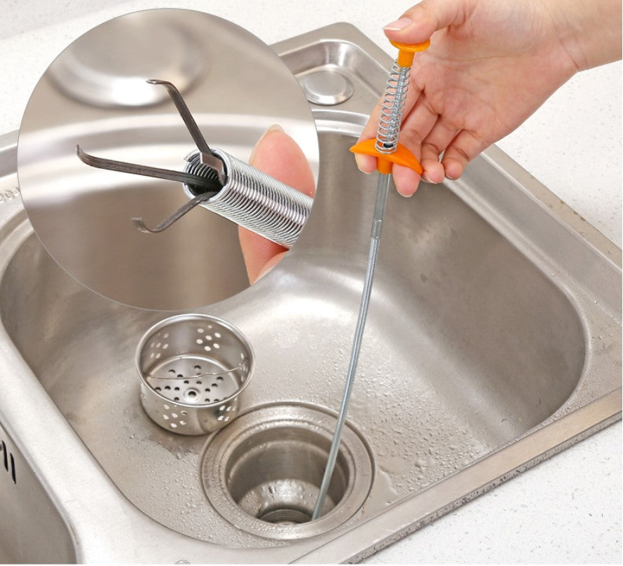 Household 60CM Drain Unclogger – Kitchen Sink Hair Catcher & Sewer Cleaning Rod Tool
