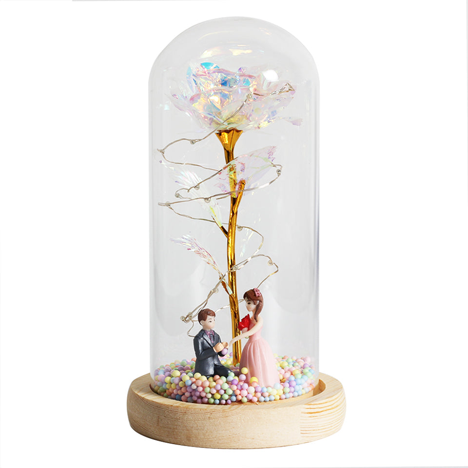 Enchanted Forever Rose LED Glass Dome – Christmas Romantic Holiday Decoration Gift
