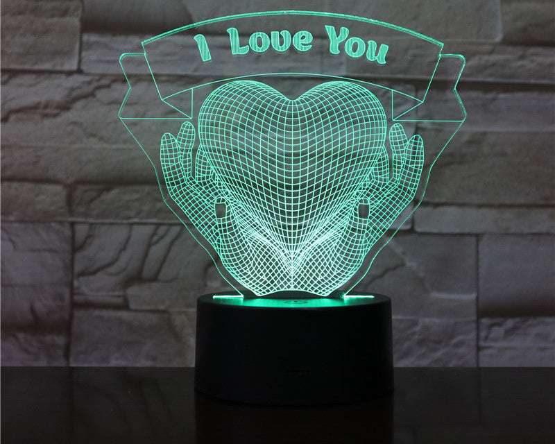 Romantic 3D Night Light – Hands Holding Love LED Lamp for Valentine’s Day Gift