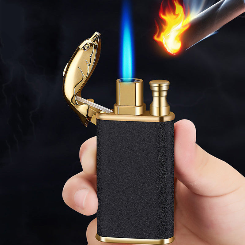 Windproof Jet Flame Torch Lighter – Creative Dolphin Dragon Tiger Double Fire Metal Refillable Lighter
