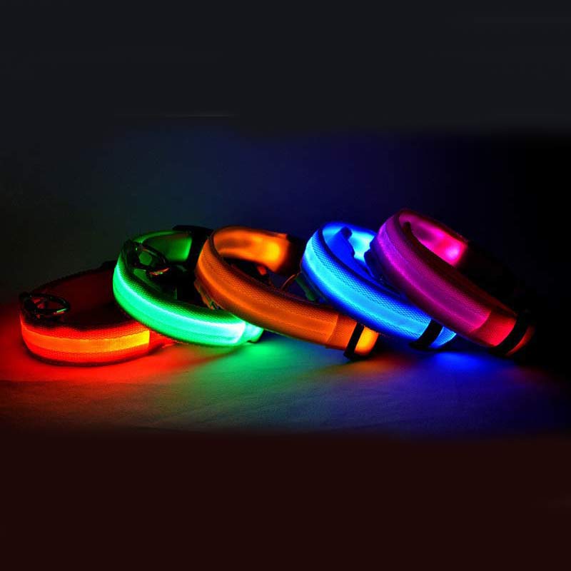 Adjustable LED Dog Collar – Bright Glowing Pet Collar for Night Walk Safety & Visibility
