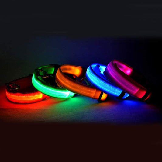 Adjustable LED Dog Collar – Bright Glowing Pet Collar for Night Walk Safety & Visibility