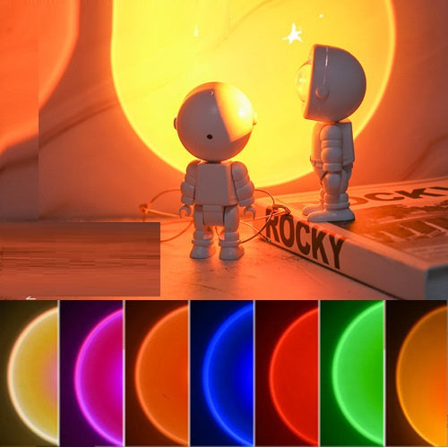 Astronaut Sunset Projection Lamp – RGB Rainbow LED Atmosphere Night Light for Bedroom Decor