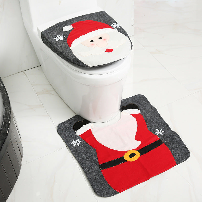 Christmas Bathroom Set – Cute Santa Curtain and Seat Cover
