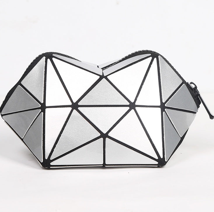 Fashion Geometric Cosmetic Bag for Women – Lightweight Travel Makeup Organizer Zipper Pouch