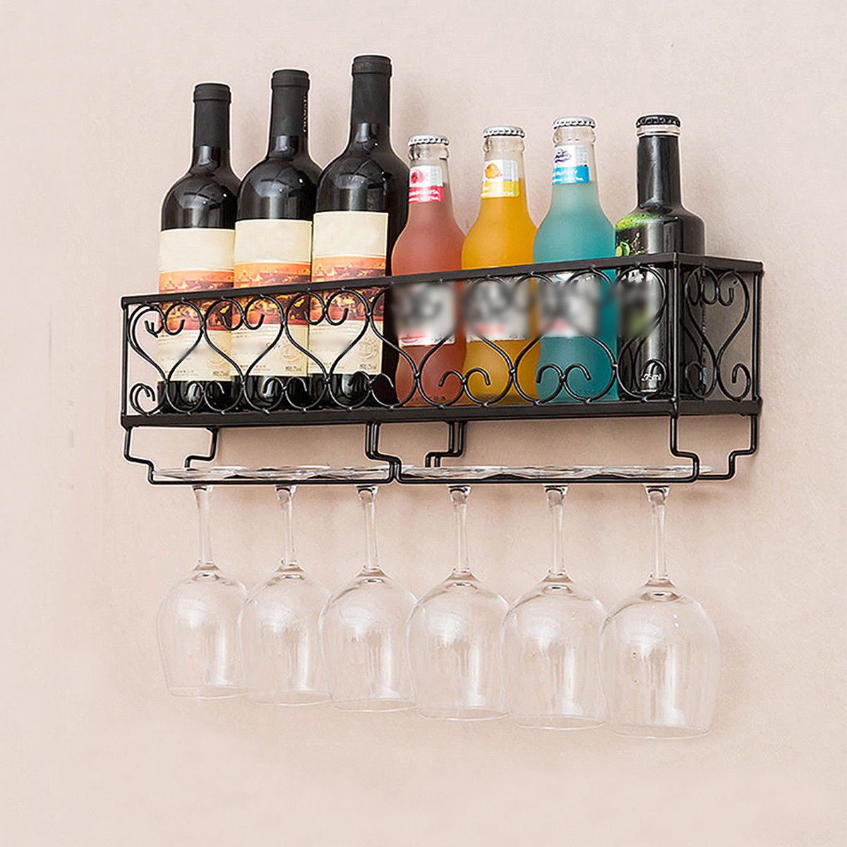 Wall Mount Wine Bottle Holder – Elegant Glass Door Rack for Home Bars