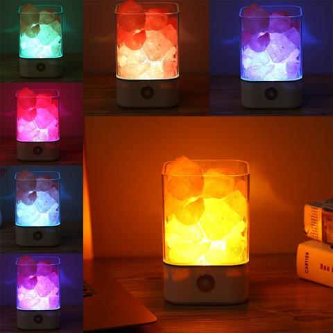 Crystal Himalayan Salt Night Light – USB LED Relaxing Mood Lamp for Bedroom & Cozy Home Ambience