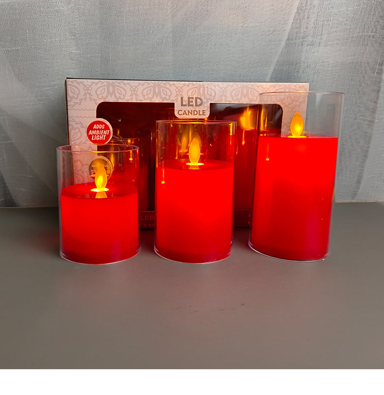 LED Simulation Candle Lamp – Glass Cup Ambient Light, Holiday Decoration
