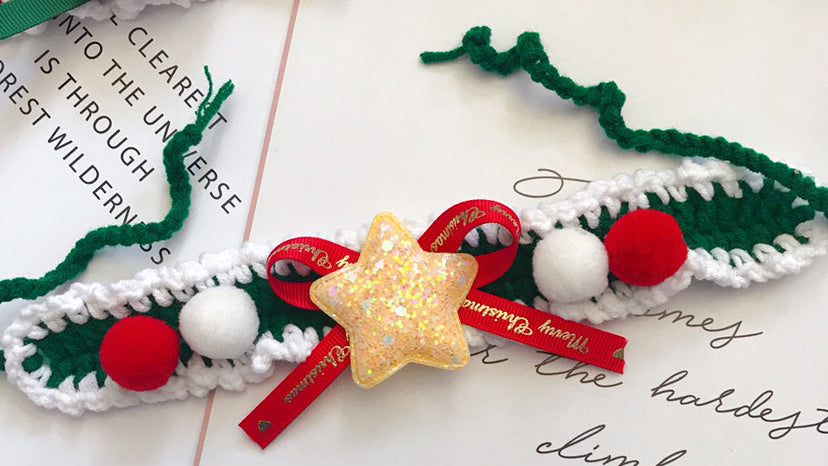 Christmas Pet Collar – Hand Woven Wool Collar for Dogs & Cats