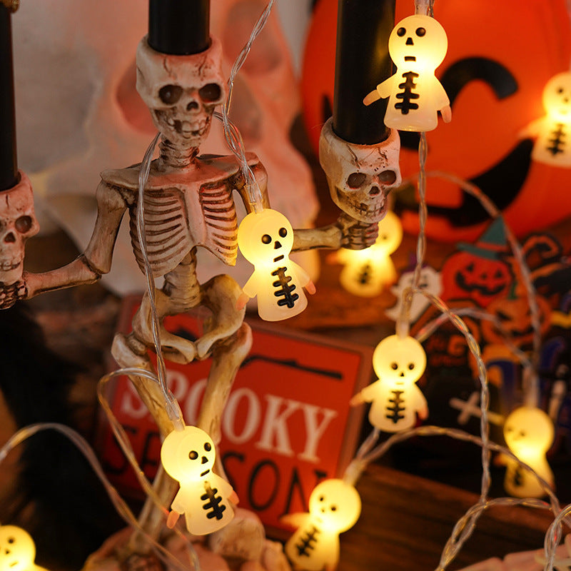 Halloween LED Light Chain – PVC Pumpkin & Ghost Outdoor/Indoor Decor