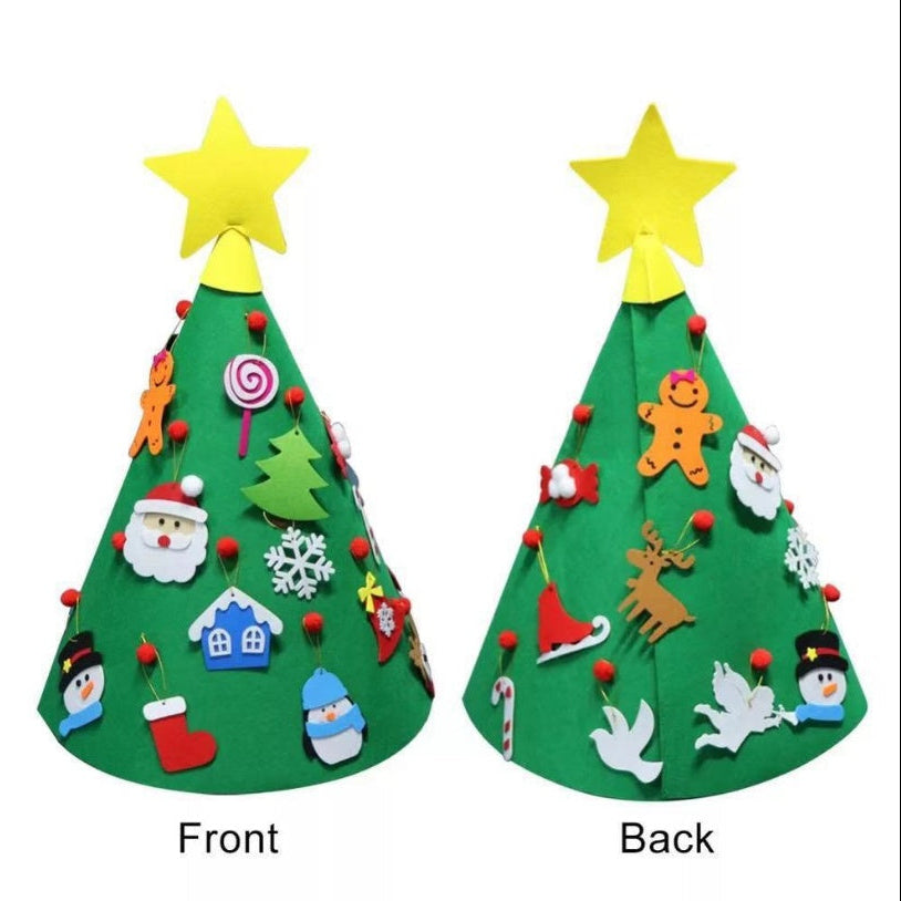Handmade Kids Christmas Felt Tree Puzzle 3D DIY Hanging Ornament Educational Xmas Toy
