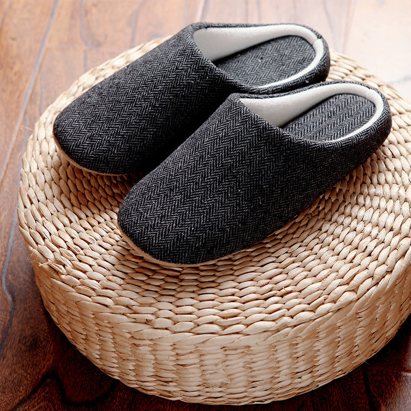 Autumn Winter Men’s Slippers – Cozy Cotton Anti-Skid Indoor House Shoes