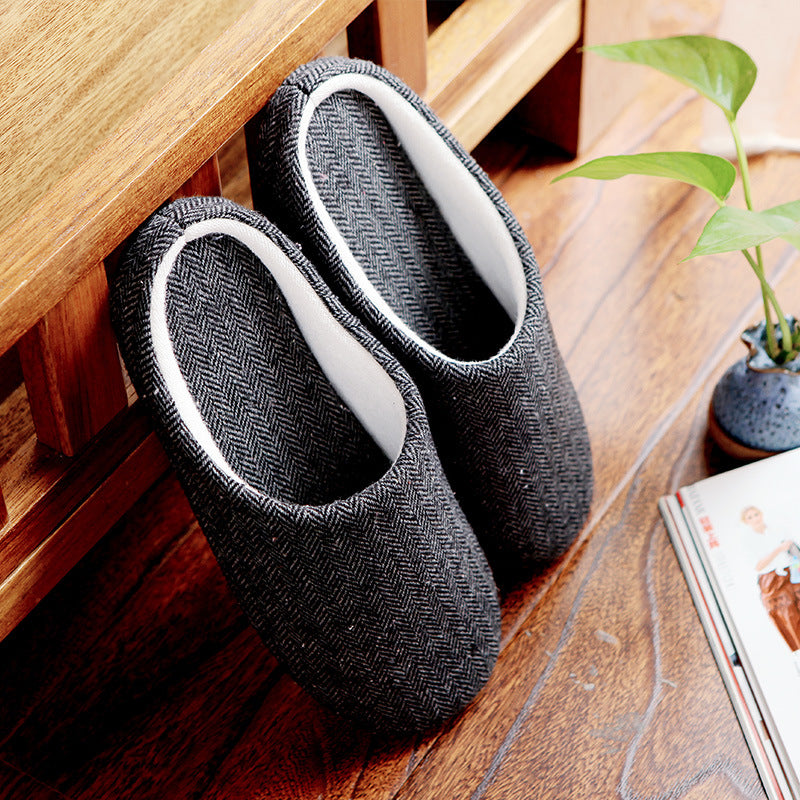 Autumn Winter Men’s Slippers – Cozy Cotton Anti-Skid Indoor House Shoes