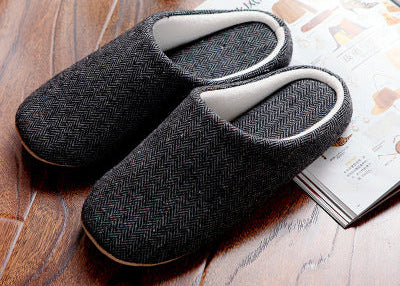 Autumn Winter Men’s Slippers – Cozy Cotton Anti-Skid Indoor House Shoes