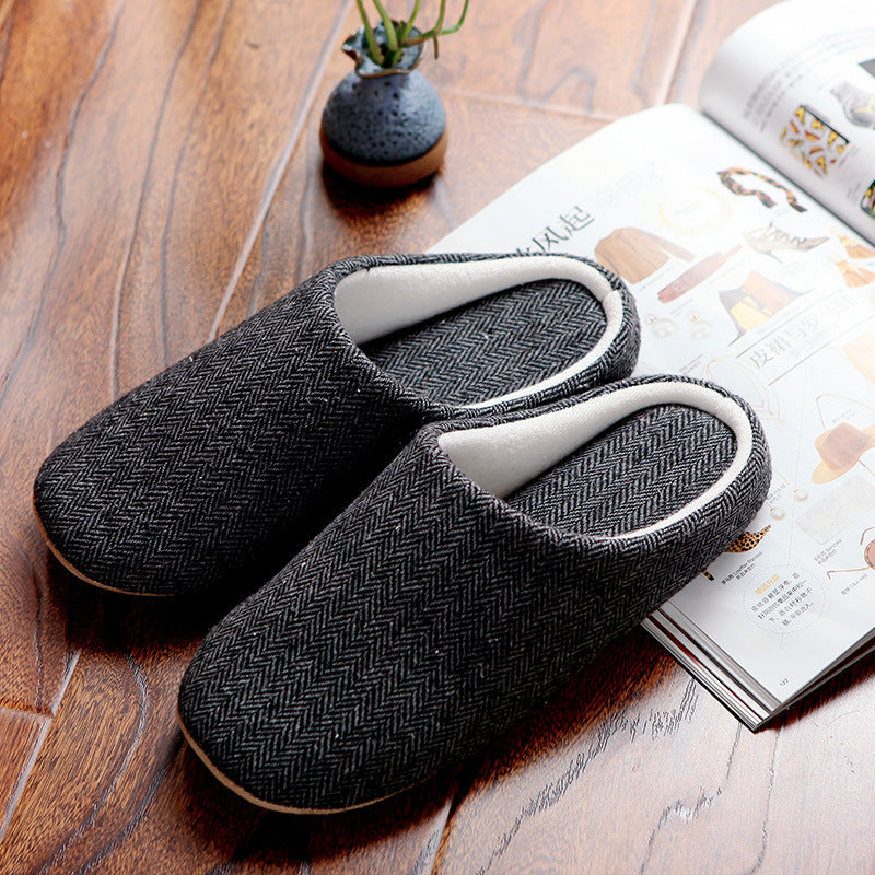 Autumn Winter Men’s Slippers – Cozy Cotton Anti-Skid Indoor House Shoes