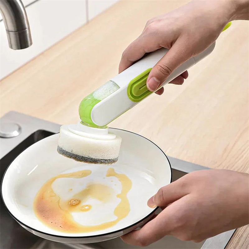 Multi-Functional Cleaning Brush with Soap Dispenser – Long Handle Kitchen Scrubber (Easy Clean Tool)