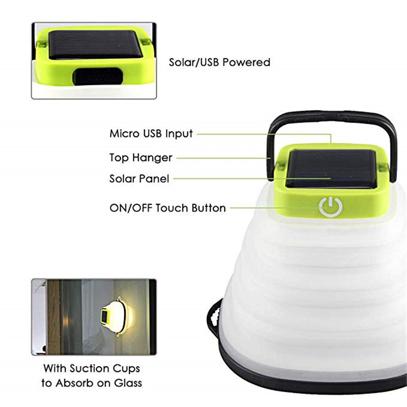 Solar Camping Lantern Collapsible LED Light – Outdoor Tent Lamp